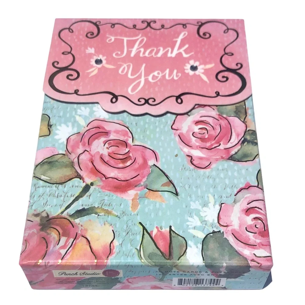 Punch Studio Thank You Roses Note Cards in Embellished Pouch (13744), 10 ct